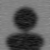 A simple head and shoulders avatar obscured by very heavy static
